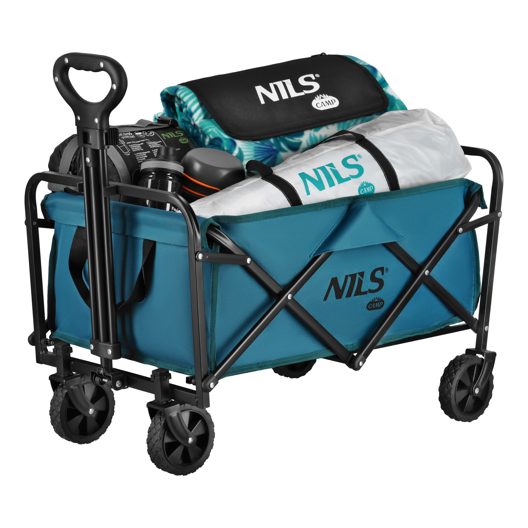 Skládací kempingový vozík NILS Camp NC4306 tyrkysový