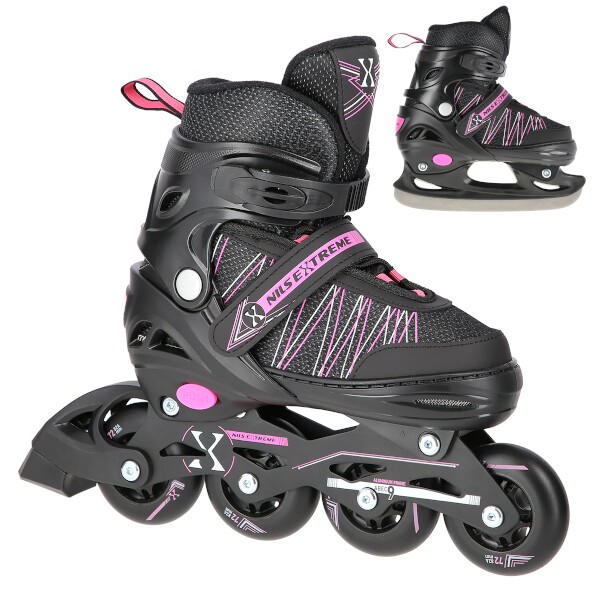 Kolečkové brusle NILS Extreme NH11912 A 2v1, růžové M