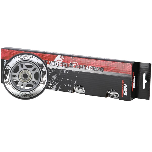 Sestava černých PU koleček 80x24 + ložiska ABEC9 NILS EXTREME