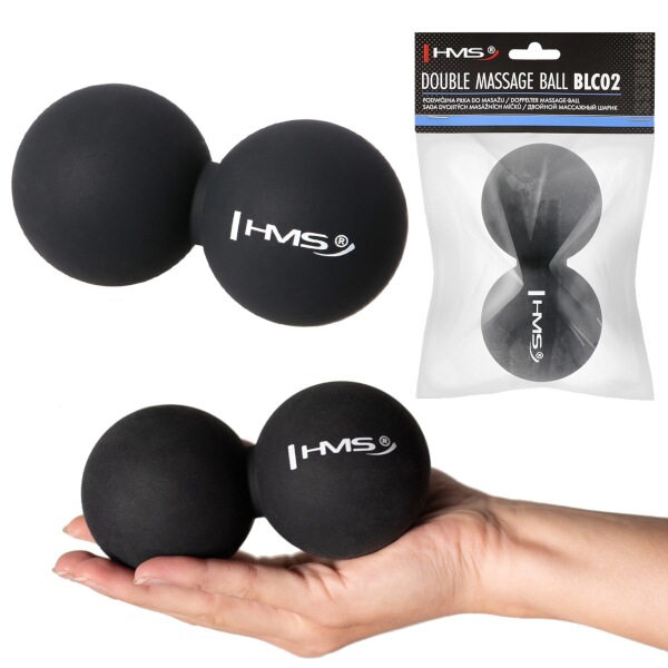 BLC02 ČERNÝ DVOJITÝ MASÁŽNÍ MÍČ LACROSSE BALL HMS