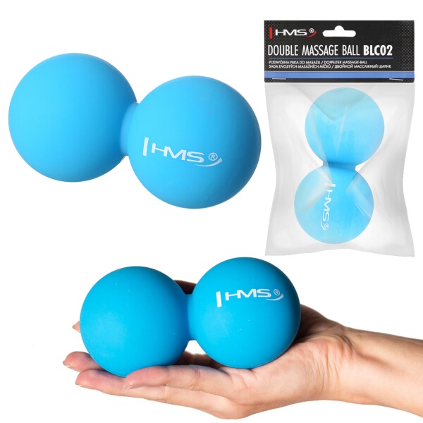 Dvojitý masážní míč HMS BLC02 modrý - Lacrosse Ball (obrázek 4)