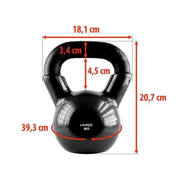 Kettlebell pokrytý vinylem HMS KNV08 8 kg, černý