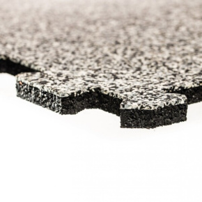 Gumová puzzle podlaha (roh) Sandwich - 95,6 x 95,6 x 1 cm, černo-bílo-šedá