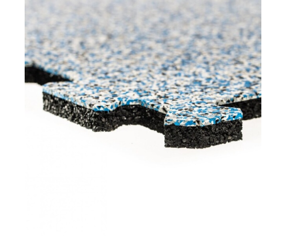 Gumová puzzle podlaha (okraj) Sandwich - 47,8 x 47,8 x 1 cm, černo-bílo-modro-šedá