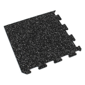 Gumová puzzle podlaha (roh) SF1050 - 95,6 x 95,6 x 0,8 cm, černo-bílá