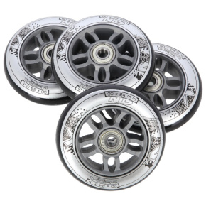 Sada černých PU koleček 84x24 + ložiska ABEC9 NILS Extreme Sada černých PU koleček 84x24 + ložiska ABEC9 NILS Extreme