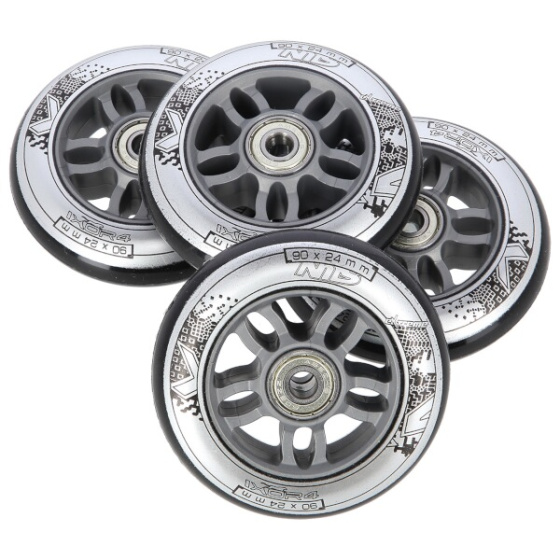 Sada černých PU koleček 84x24 + ložiska ABEC9 NILS Extreme