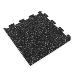 Gumová puzzle podlaha (roh) SF1050 - 47,8 x 47,8 x 0,8 cm, černo-bílá
