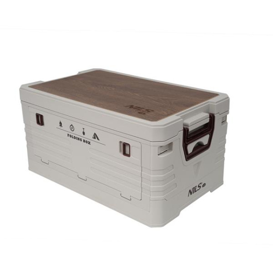 Skládací box NILS Camp NCB4002 2v1 s víkem a dřevěnou deskou 32L béžový