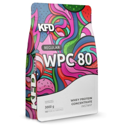 80% WPC protein KFD Regular+ WPC 80 3000 g s příchutí bílé čokolády s malinou