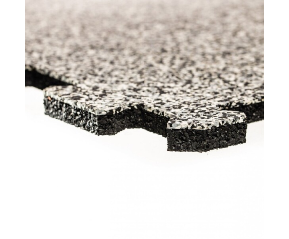Gumová puzzle podlaha (okraj) Sandwich - 47,8 x 47,8 x 1 cm, černo-bílo-šedá